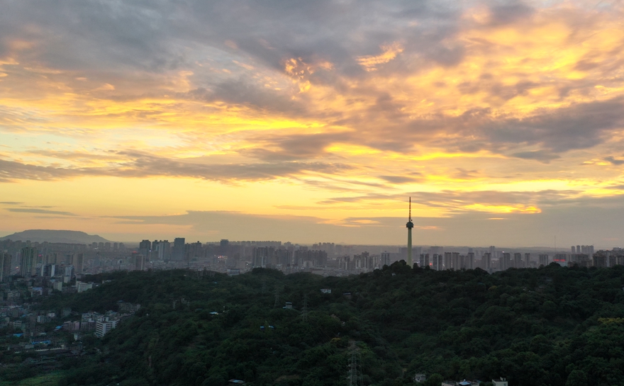 航拍泸州，航拍泸州电视塔,泸州主城区